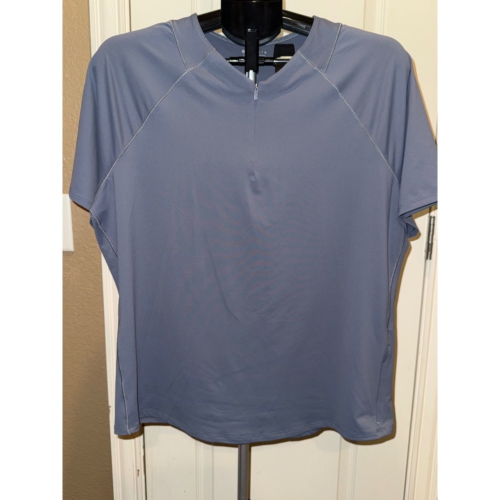 Athleta Womens XL Blue Quarter Zip Short Sleeve Active Running Hiking Top